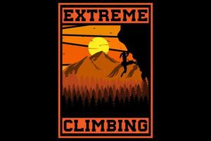 Extreme climbing design vintage retro vector