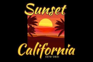 puesta de sol california diseño retro vector