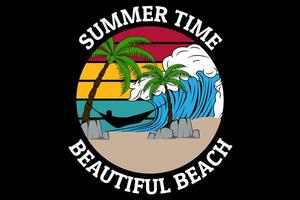 Summer time beautiful beach design vintage retro vector