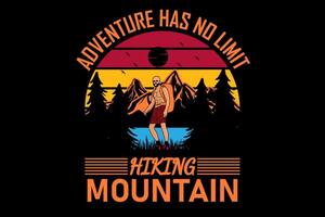 Adventure has no limit hiking mountain design vintage retro vector