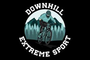 Downhill extreme sport design vintage retro vector