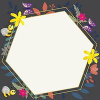 flower leaf, bee and butterfly for frame vector