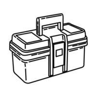 icono portátil de caja de herramientas. Doodle dibujado a mano o estilo de icono de contorno vector