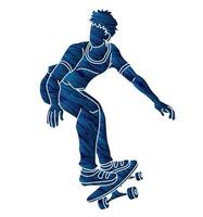 Skateboarder Playing Skateboard Extreme Sport Action vector