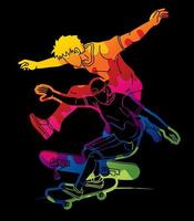 Abstract Skateboard Players Extreme Sport Action vector