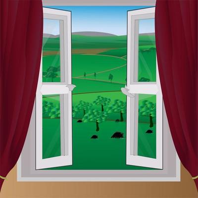 illustration of windows and scenery