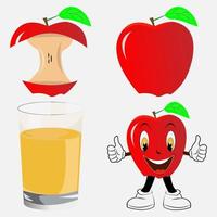 Ilustración de manzana roja con su expresión. vector