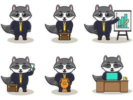 Vector illustration of Cute Raccoon Businessman