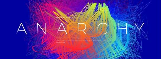 Conceptual colorful 3d chaos background. Abstract creative scribble line wave. Modern vector scratch illustration.