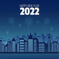 Skyline New Year 2022 Background in Flat Design vector