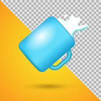 Milk inside hanging mug 3d icon with alpha background vector