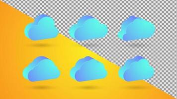 Set of 3d cloud icon with transparent alpha background