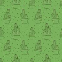 Vector illustration template for a postcard, business card, or advertising banner. Stock illustration.  The pattern of cacti. Green background. Seamless background. Vector illustration.