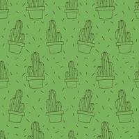 Vector illustration template for a postcard, business card, or advertising banner. Stock illustration.  The pattern of cacti. Green background. Seamless background. Vector illustration.