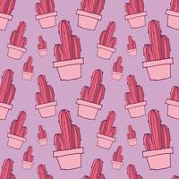 Vector illustration template for a postcard, business card, or advertising banner. Stock illustration. The pattern of cacti. Shades of pink. Seamless background. Vector illustration.