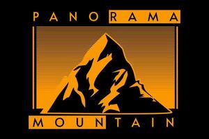 panorama, montaña, silueta, retro, diseño vector