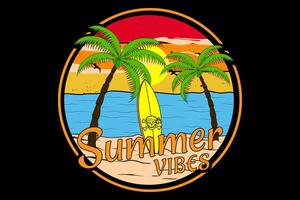 Summer vibes design vintage retro vector