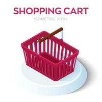 Cart Icon. 3D Isometric Shopping cart Icon. Created For Mobile, Web, Decor, Print Products, Application. Perfect for web design, banner and presentation. Vector Illustration.