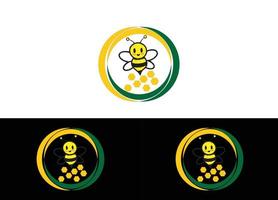 Plantilla de imagen de vector de diseño de logotipo o icono de abeja de miel