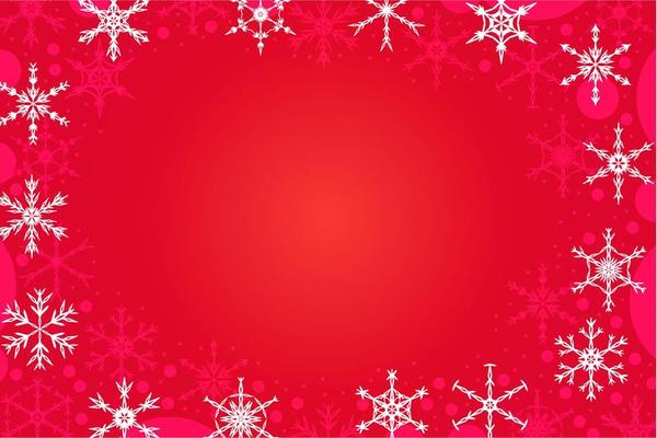 Minimal abstract red Christmas background with geometric snowflakes