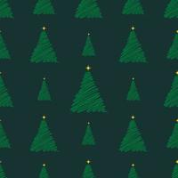 Christmas seamless pattern with small hand drawn fir tree. Vector illustration for wrapping paper, scrapbook etc