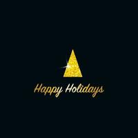árbol de navidad espumoso. icono de brillo metálico dorado sobre un fondo azul oscuro. feliz navidad y próspero año nuevo 2022. ilustración vectorial felices fiestas. vector
