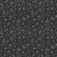 A set of doodle elements. Winter 2022. Hand-drawn winter objects on a chalkboard background. vector