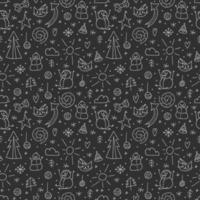 A set of doodle elements. Winter 2022. Hand-drawn winter objects on a chalkboard background. vector