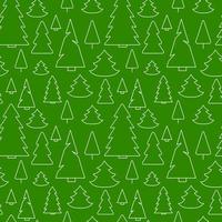 Seamless pattern of simple Christmas trees. Endless winter background. Green and white vector illustration.