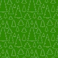 Seamless pattern of simple Christmas trees. Endless winter background. Green and white vector illustration.