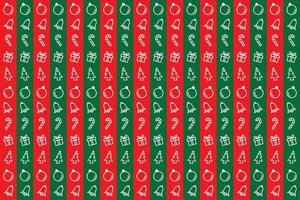 Beautiful red and green pattern background with illustration of Christmas decorative objects for holidays vector