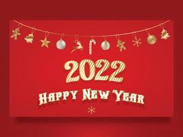 Happy New Year 2022 creative vector illustration with decorative objects