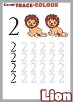 number trace and color lion number 2 vector