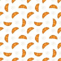 Seamless pattern with croissants. Cute print with pastries for cafe and restaurant menus, textiles, paper and design. Vector flat illustration
