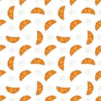 Seamless pattern with croissants. Cute print with pastries for cafe and restaurant menus, textiles, paper and design. Vector flat illustration