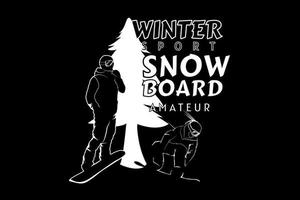 diseño de silueta de aficionado de snowboard