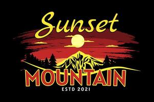 diseño de silueta retro estilo montaña puesta de sol vector