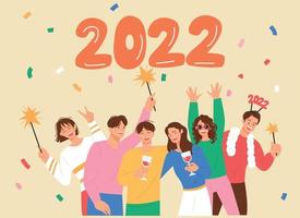 New Year's card. Many people are celebrating the year 2022. vector