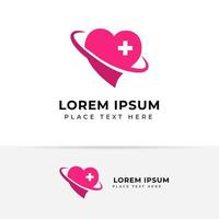 Heart care with hospital plus sign vector illustration. Heart vector icon symbol.