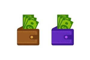 wallet money Icon design. Illustration of wallet with money symbol illustrations vector