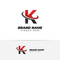 letter K logo symbol with swoosh designs vector