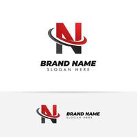 letter N logo symbol with swoosh designs vector