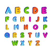 set of Kids font alphabet vector in colorful designs. Cartoon Alphabetical letters for baby