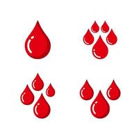 icono de vector de gota de sangre roja. Ilustración de gota de sangre en estilo de diseño plano.