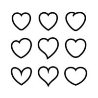 diseño de vector de conjunto de iconos de corazón lineal. amor, icono, conjunto, vector, ilustración