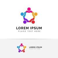 vector de diseño de logotipo de trabajo en equipo y comunidad. Adopción y plantilla de diseño de logotipo de red social.