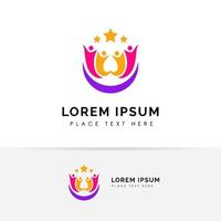 vector de diseño de logotipo de trabajo en equipo y comunidad. Adopción y plantilla de diseño de logotipo de red social.