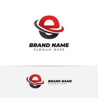 letter E logo symbol with swoosh designs vector