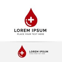 diseño de icono de vector de atención médica de sangre con signo más de hospital.
