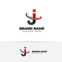 letter J logo symbol with swoosh designs vector
